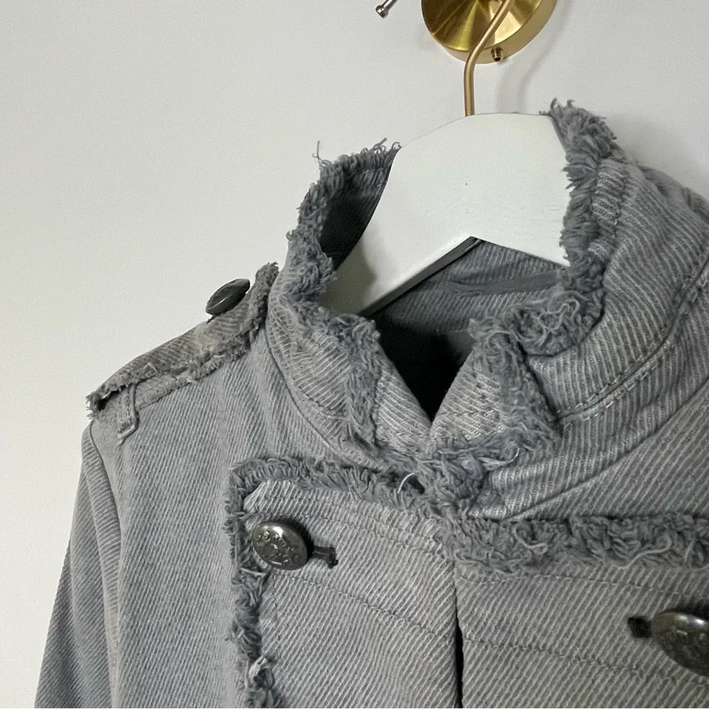 Jacket | Free People Military Denim Blazer in Deep Grey Pewter | Captains Jean - Picture 6 of 16